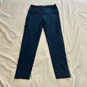 Z by Zella Womens Ruched Side Pocket 7/8 Leggings Teal Blue Small